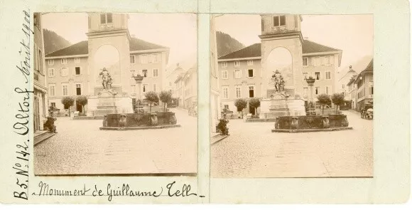 Stereo Foto Altdorf Kt. Uri Schweiz, Wilhelm Tell Denkmal - 10842704