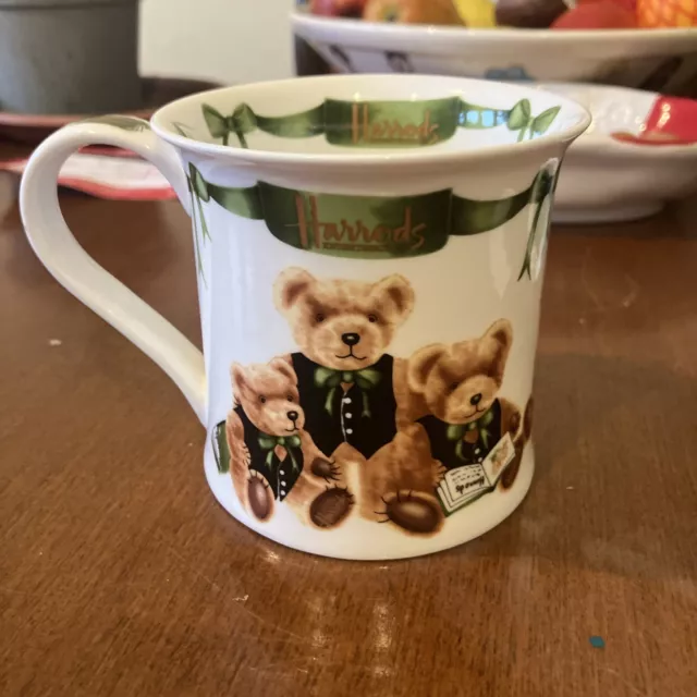 Harrods  Knightsbridge Teddy Bear Mug Fine Bone China Green Gold