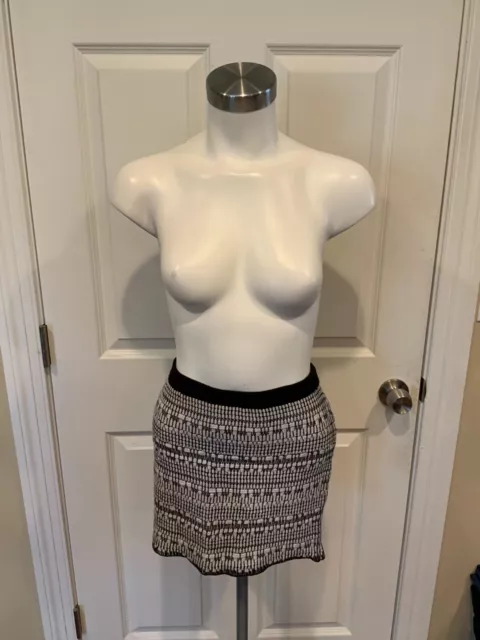 Helmut Lang White & Black Knit Mini Skirt, Size Small