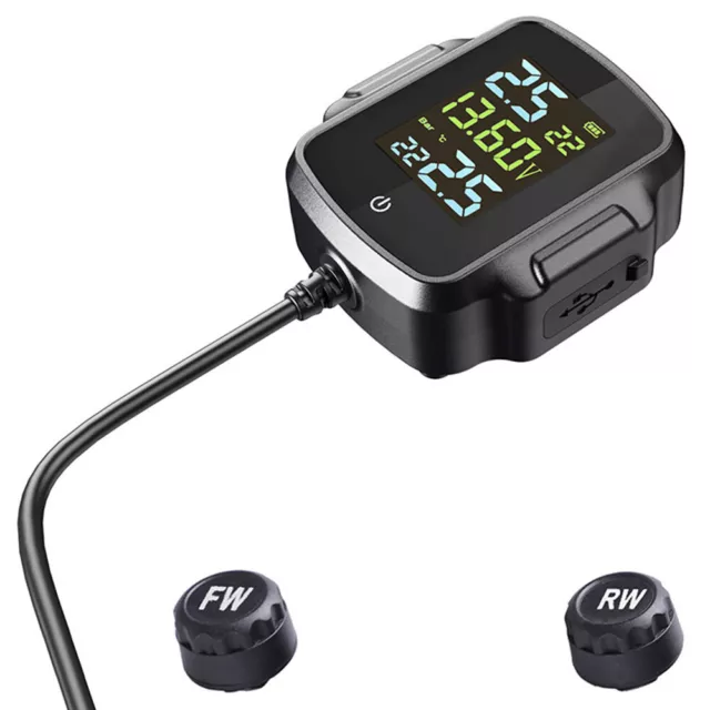 Motorcycle Tire Pressure Monitoring Alarm System TPMS with QC 3.0 USB Charger 2