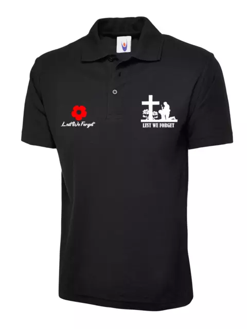 Remembrance Day Lest We Forget Polo shirt Poppy Flower British Armed Forces War