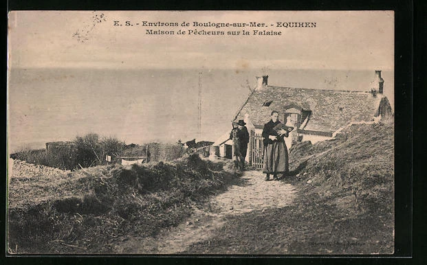 CPA Equihen, Maison de Pecheurs sur la Falaise 1912
