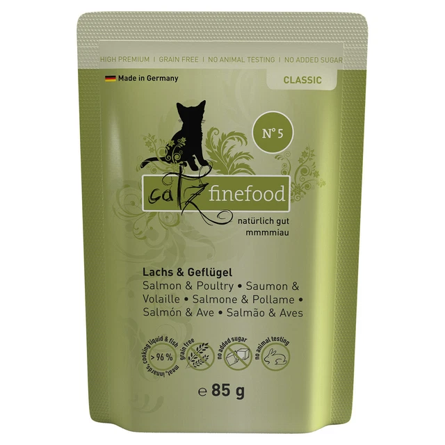 Catz finefood No.5 Salmón & Aves de Corral 85G, Comida para Gatos, Nuevo
