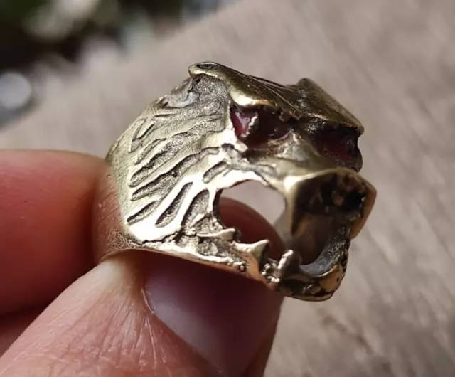 Ancient Antique Epic Bronze Roman Style  Military Wolf Ring Amazing Artifact