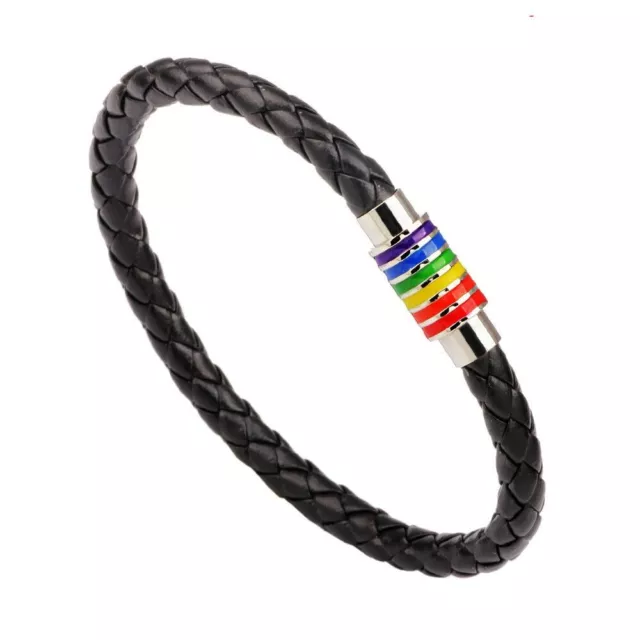 Unisex Bracelet Pulseras Magnéticas De Acero Inoxidable Para Hombre Con Arcoíris