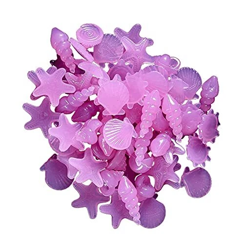 LKEREJOL Aquarium Rocks: 100pcs Glow-in-The-Dark Resin Stones for Fish Tanks