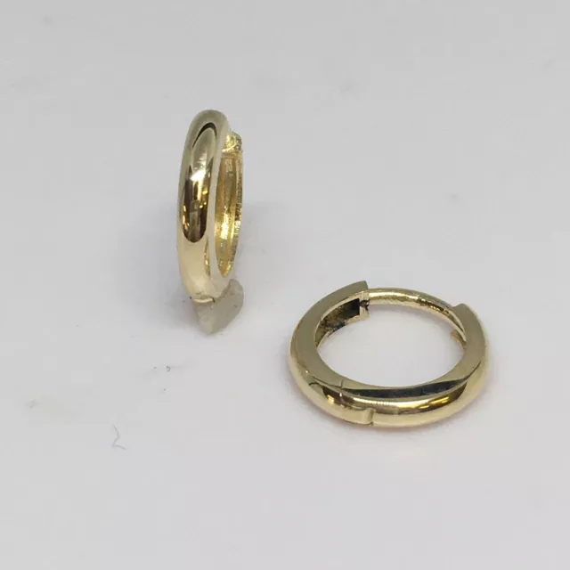 PAIR OF 10 mm, 14K Yellow Solid Gold Huggie Hoop Earrings 2 mm wide $99 ...