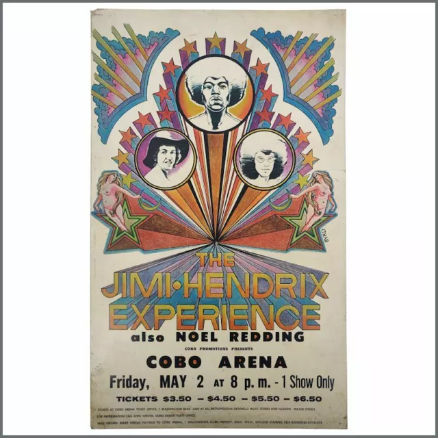 The Jimi Hendrix Experience 1969 Cobo Arena Detroit Concert Poster (USA)