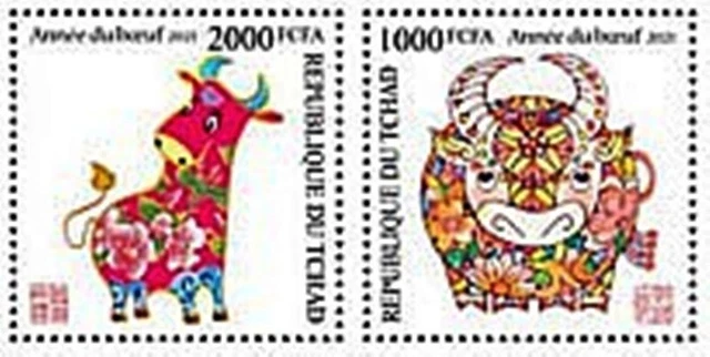 Chad - 2020 Chinesisch Year Of The Ox - 2 Briefmarke Set - TCH200529a