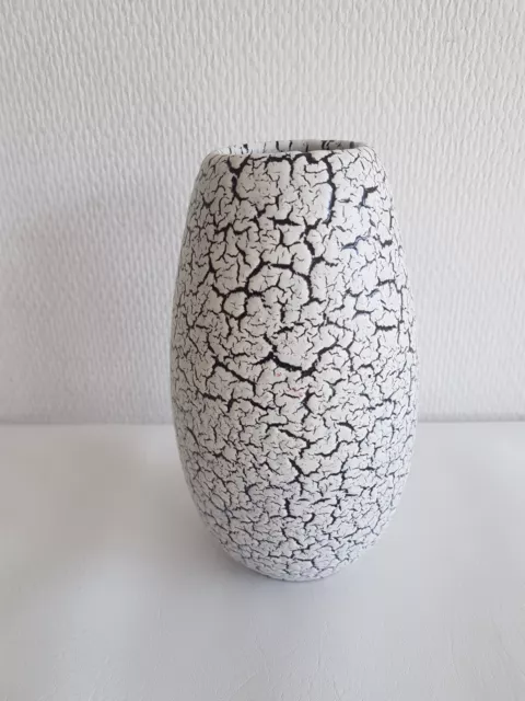 Keramik Vase Jasba Dekor Cortina schwarz-weiß 50er 60er Jahre - 18,5 cm hoch