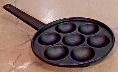 Vintage Unbranded Cast Iron Aebleskiver Pan for biscuits, muffins, eggs (7¾ in.)