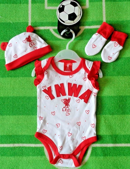 ⚽️LIVERPOOL FC⚽️Official⚽️Girls VEST, HAT & MITTENS SET⚽️0-3 Months⚽️NEW⚽️20⚽️