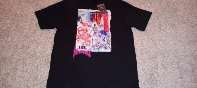 Rebel Vengeance T Shirt Men's Size XL Black Graphic Skulls Skeletons Embroidered