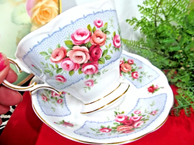 Royal Albert tea cup and saucer Rosedale series Conway pink rose teacup