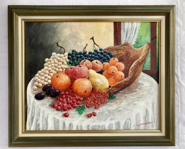 Huile Sur Toile Nature Morte Fruits Signée