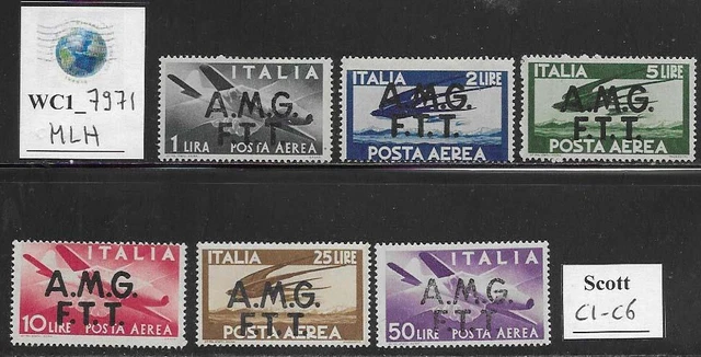 WC1_7971. TRIESTE FTT. 1947 DEMOCRATICA air mail set. Scott C1-C6. MLH