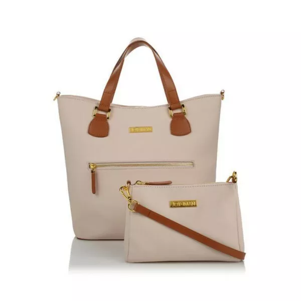 Joy & Iman Blush Pink Leather Alexandria Tote & Crossbody Purse RFID New