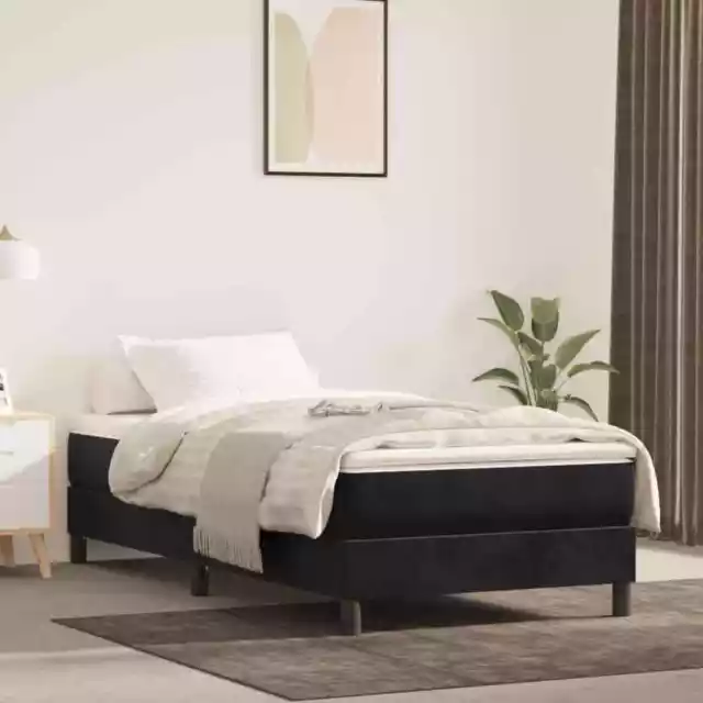 Lit Ã  sommier tapissier avec matelas Noir 90x190 cm Velours