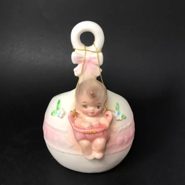 Baby Swing Figurine Ruben Planter Flower Vase Ceramic Porcelain Baby Shower Girl