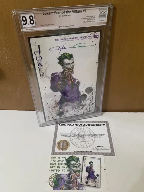 Joker Year Of The Villain 1 PGX 9.8 🔑SIGNED Crain Variant B🔥537 Of 600🔥KEY