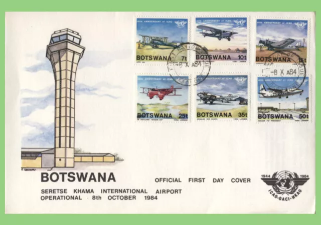 Botswana 1984 International Airport set on First Day Cover