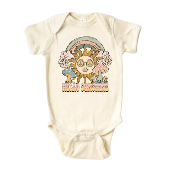 Hello Sunshine Retro Mushroom Baby Onesie® Cute Baby Outfit Bodysuit Shower