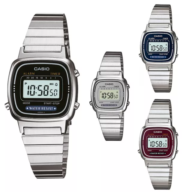 Orologio CASIO Vintage LA-670W Donna Acciaio Chrono Classico Digitale 4 colori