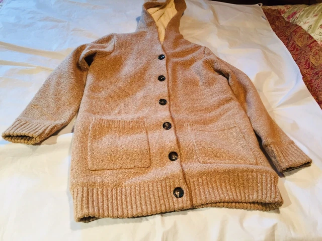 WOMENS BEIGE BROWN Papaya Hooded Coatigan Cardigan Jacket Medium