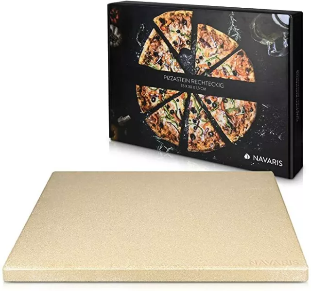 Navaris XL pour four et barbecue - Plaque à pizza rectangulaire 38 x 30 cm  - Y compris