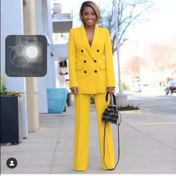 ZARA NEW YELLOW Double Breasted Buttoned Blazer Jacket Suit Extra