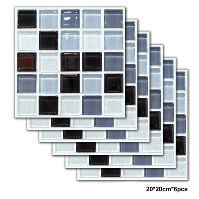 Piastrella da parete 6x3D mosaico autoadesiva adesivo PVC bagno cucina abitazione al sale