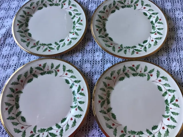 NWT Set of 4 Salad plates Lenox Holiday Fine Bone China. Made in USA