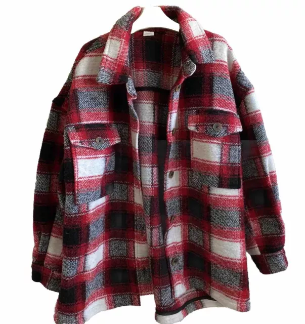 Next Girls Shacket Checked Shirt Red White Black Long Sleeved Age 12 Years