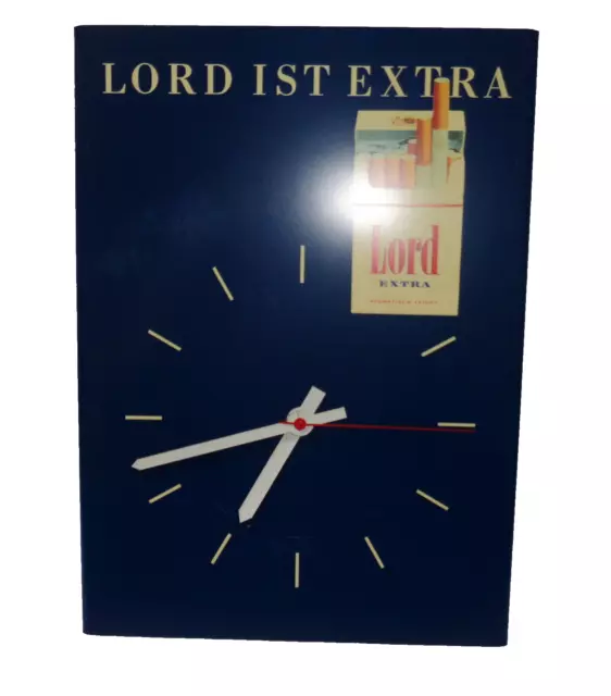 Reklame Uhr Wanduhr Lord Extra Tabak Werbung blau