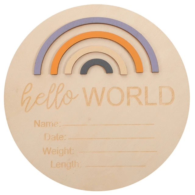 Panneau Bois Bébé ERINGOGO Panneau Annonce Naissance Bébé - Plaque Milestone Bois Pour Photo Souvenir - 15x15cm Annonce Nouveau-né Bois