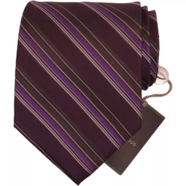 JOSEPH ABBOUD Mens Classic Tie 3.75 Purple Stripe 100% Silk Dress Necktie ITALY