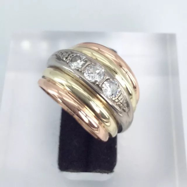 Ring 585/14k Gold Tricolor mit 3 x Diamant 0,50 ct Brillanten Gr. 49 #299