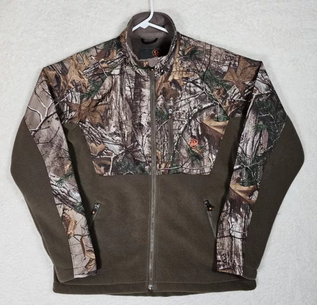 Game Winner Fleece Jacket Mens Medium M Brown Camo Hunting Full Zip