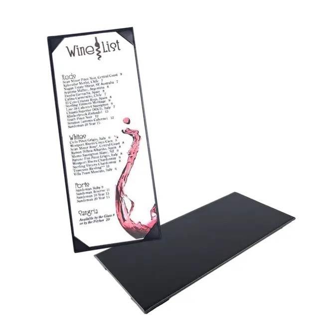 Leather Menu Holder Menu Covers Synthetic Leather Single Panel with Angled Corne