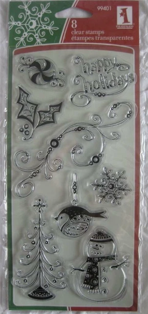 Inkadinkado Clear Stamps 99401 Christmas Holiday Snowman Tree New 