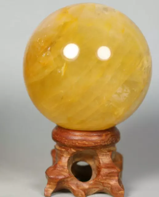 NATURAL Yellow PHANTOM MULTI-INCLUSIONS Rainbow CRYSTAL Polishing Sphere Ball