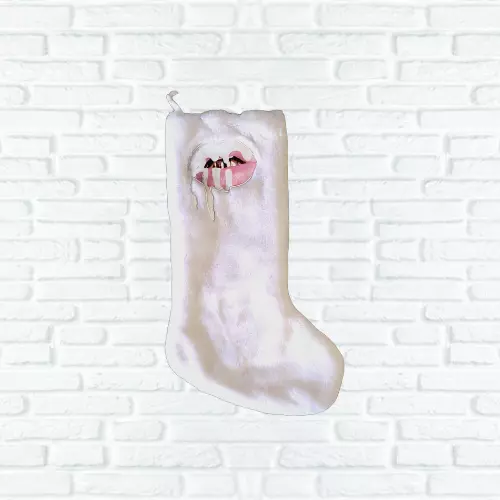 Kylie Jenner Cosmetics Holiday Stocking Faux Fur White Home Decor