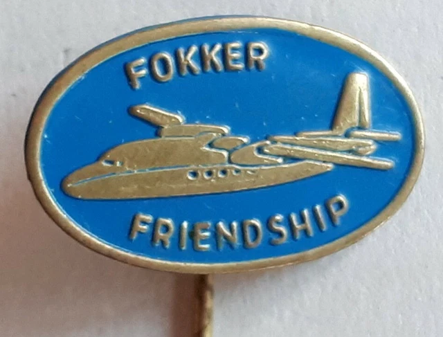 1970's Blue Fokker Friendship Aeroplane - Metal Lapel Pin Badge