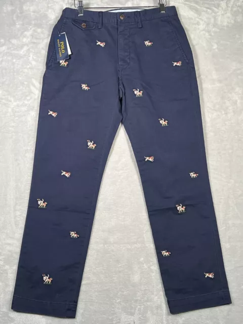 Ralph Lauren Pants Mens 30x30 Blue Chino Stretch Twill Dogs Stretch Straight Fit Ralph Lauren Pants Mens 30x30 Blue Chino Stretch Twill Dogs Stretch Straight Fit