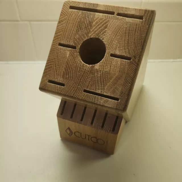 CUTCO 13 Slot Knife Set Block 6 Steak Slots 1 Round Honey Oak Wood USA