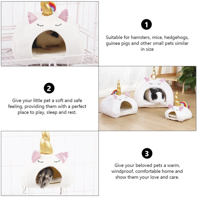 1pc Hamster Winter Bett Kaninchen Bett Warme Kleine Pet Hütte Bett 3
