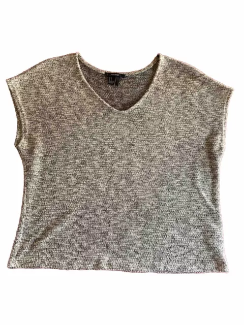Forever 21 Womens Knit Top Black Gray White Short Sleeve Size Small
