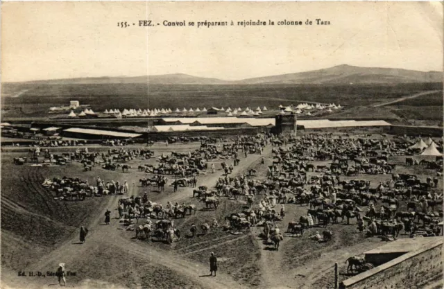 CPA AK MAROC FEZ - Convoy preparing to join the Column of TAZA (219232)