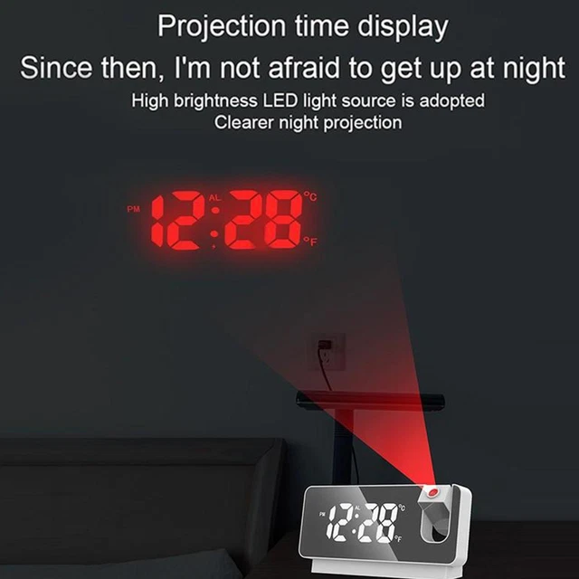 Projection Alarm Clock LED Mirror Display Digital Clock Travel Clocks Alarm B4L1