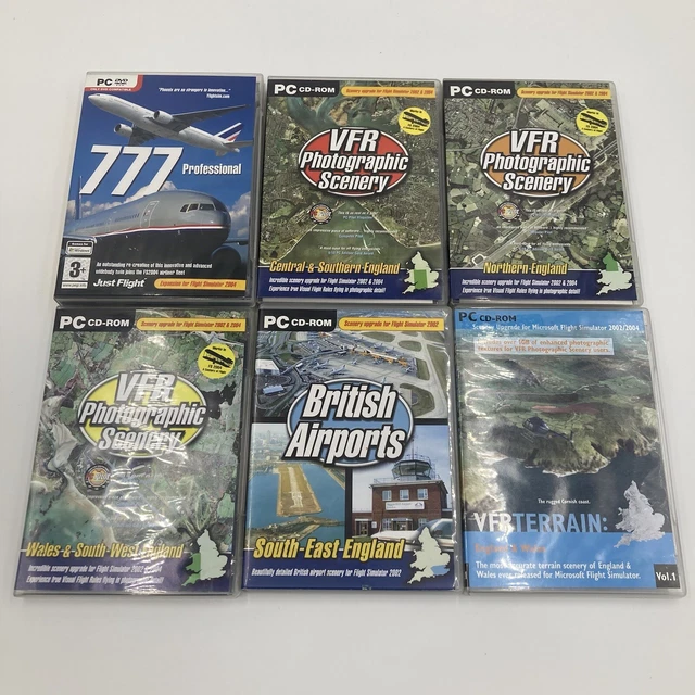 Large Pacchetto Lavoro Lotto Di 6 Simulatore di Volo / VFR Mappa Giochi PC